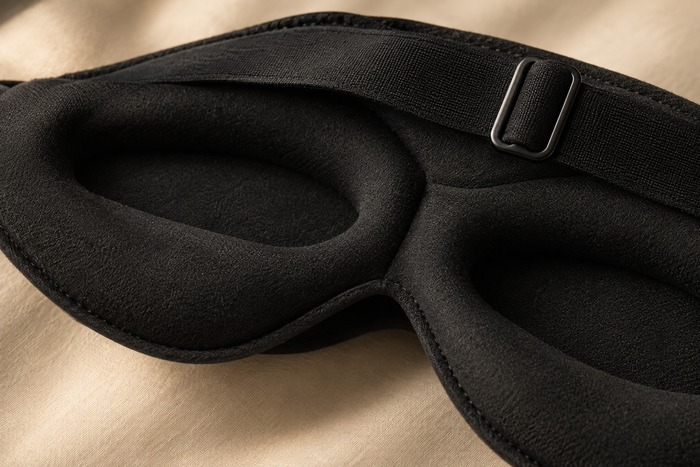 3D Zero-Pressure Sleep Mask in use